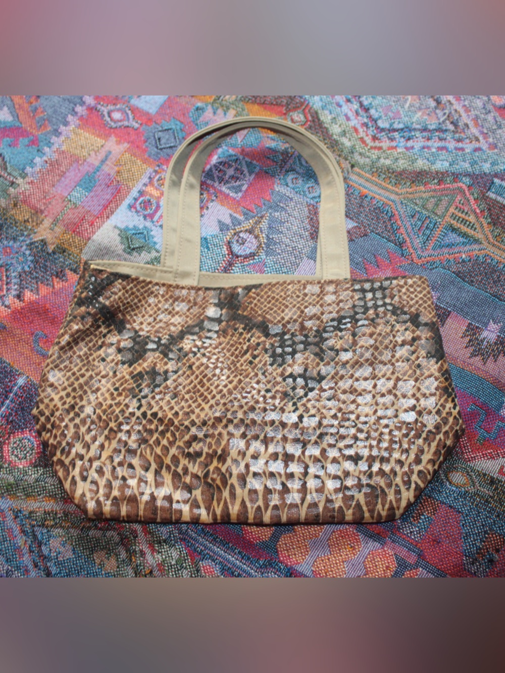 Accessorize Vintage Y2K Snakeskin Print Small Mini Tote Bag